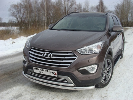 Защита передняя нижняя (двойная) 60,3/42,4 мм Hyundai Grand Santa Fe (2014-2016) HYUNSFGR14-03