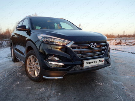 Защита передняя нижняя (уголки) 42,4 мм Hyundai Tucson (2015-2018)	  HYUNTUC15-29