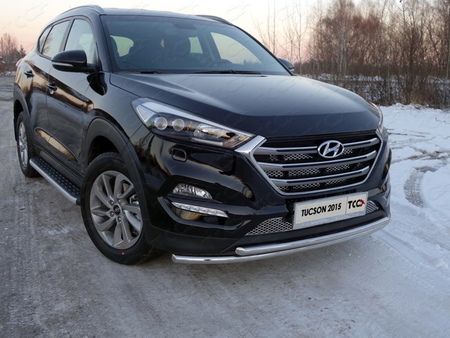 Защита передняя нижняя (двойная) 42,4/42,4 мм Hyundai Tucson (2015-2018)	  HYUNTUC15-36