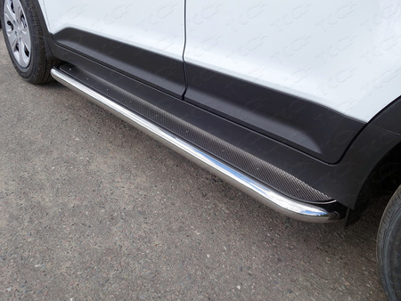 Пороги с площадкой (нерж. лист) 60,3 мм Hyundai Creta (2016-2021) HYUNCRE16-21