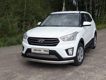 Защита передняя нижняя (овальная) 75х42 мм Hyundai Creta (2016-2021) HYUNCRE16-25