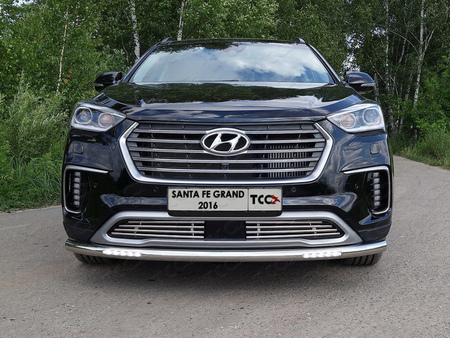 Защита передняя нижняя (с ДХО) 60,3 мм Hyundai Grand Santa Fe (2016-2018) HYUNSFGR16-04