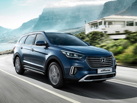 Пороги с площадкой 75х42 мм Hyundai Santa Fe Grand (2016-2018) HYUNSFGR16-34