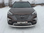 Защита передняя нижняя (овальная с ходовыми огнями) 75х42 мм Hyundai Grand Santa Fe (2014-2016)
