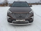 Защита передняя нижняя (с ходовыми огнями) 60,3 мм Hyundai Grand Santa Fe (2014-2016)