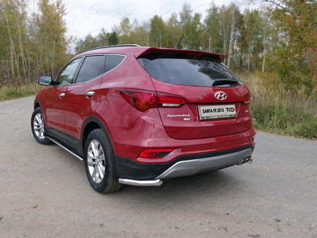 Защита заднего бампера (уголки) 60,3 мм Hyundai Santa Fe Premium (2015-2018) HYUNSF4WD15-17