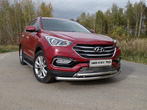 Защита передняя нижняя (двойная) 60,3/50,8 мм Hyundai Santa Fe Premium (2015-2018)