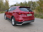 Защита заднего бампера (уголки) 60,3 мм Hyundai Santa Fe Premium (2015-2018)