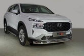 Защита переднего бампера овальная 75х42 мм для Hyundai Santa Fe (2021-2024)