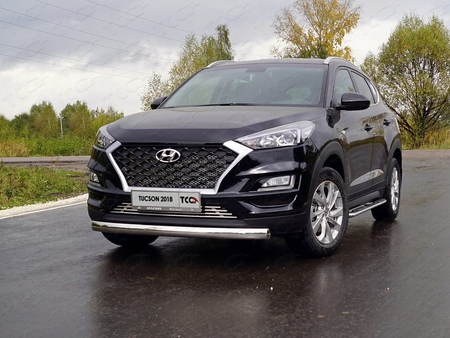 Защита передняя нижняя овальная 75х42 мм Hyundai Tucson (2018-2021) HYUNTUC18-16