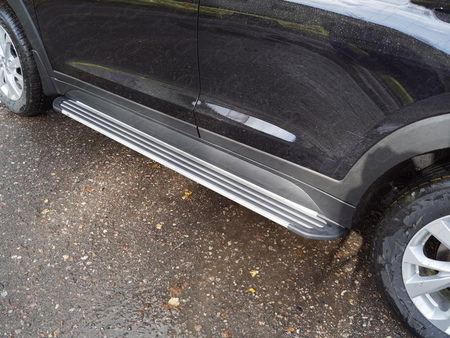 Пороги алюминиевые Slim Line Silver Hyundai Tucson (2018-2021) HYUNTUC18-33S