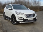 Защита передняя нижняя (овальная длинная) 75х42 мм Hyundai Santa Fe (2012-2015)