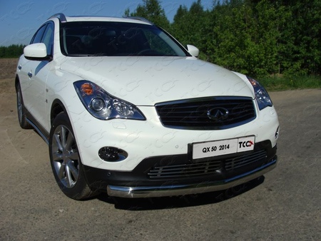 Защита передняя нижняя (овальная) 75х42 мм Infiniti QX50 (2014-2018) INFQX5014-01