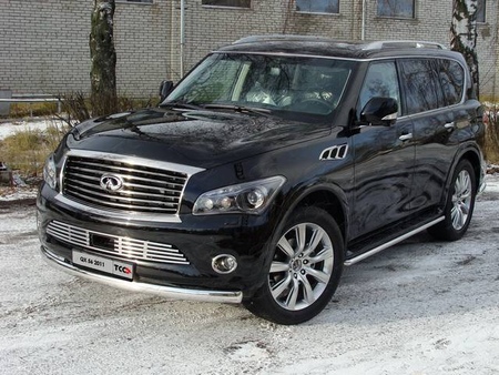 Защита передняя нижняя (овальная) 75х42 мм Infiniti QX56 (2011-2019) INFQX5611-01