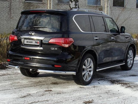 Защита заднего бампера (уголки) 76,1 мм Infiniti QX56 (2011-2019) INFQX5611-03