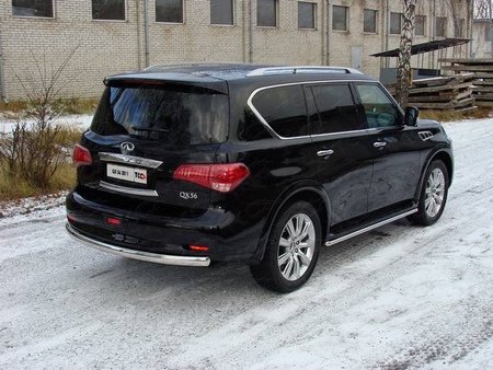 Защита заднего бампера (центральная) 75х42 мм Infiniti QX56 (2011-2019) INFQX5611-05