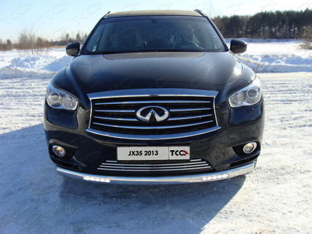 Защита передняя (овальная с ходовыми огнями) 75х42 мм Infiniti JX (2013-2019) INFJX3513-25