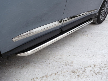 Пороги с площадкой (нерж. лист) 60,3 мм Infiniti QX60 (2016-2021) INFQX6016-21