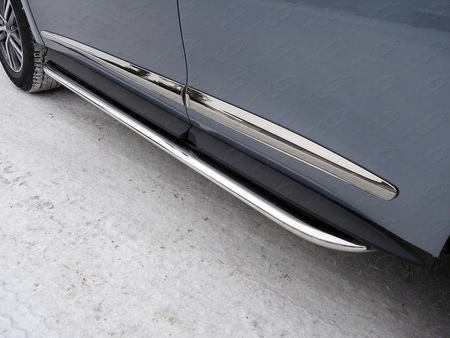 Пороги с площадкой (нерж. лист) 75х42 мм Infiniti QX60 (2016-2021) INFQX6016-23