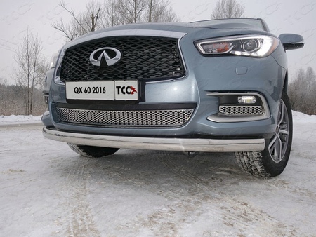 Защита передняя нижняя (овальная) 75х42 мм Infiniti QX60 (2016-2021) INFQX6016-35