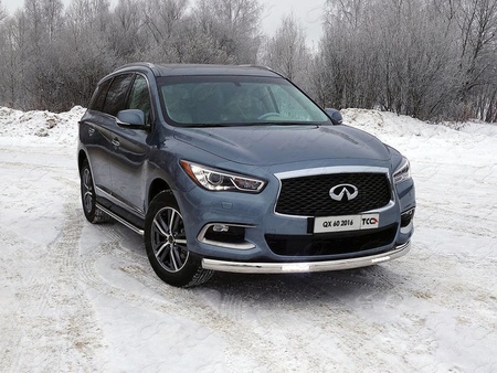 Защита передняя нижняя (овальная с ДХО) 75х42 мм Infiniti QX60 (2016-2021) INFQX6016-36