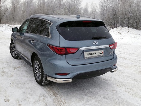 Защита заднего бампера (уголки овальные) 75х42 мм Infiniti QX60 (2016-2021) INFQX6016-43