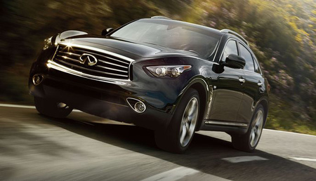 Пороги с площадкой 75х42 мм Infiniti QX70 (2015-2019) INFQX7015-12