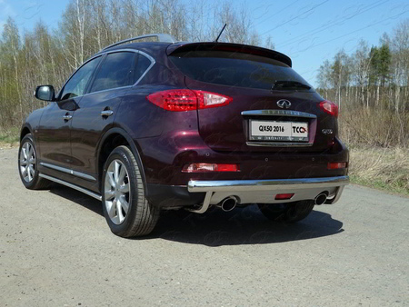 Защита заднего бампера (центральная) 75/42,4 мм Infiniti QX50 (2016-2018) INFQX5016-07