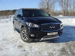 Защита передняя (овальная короткая) 75х42 мм Infiniti JX (2013-2019)