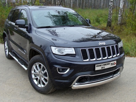 Защита передняя (овальная короткая) 75х42 мм Jeep Grand Cherokee (2013-2017) GRCHER13-05