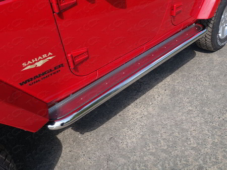 Пороги с площадкой (нерж. лист) 60,3 мм  Jeep Wrangler 5D (3,6) (2014-2018)  JEEPWRAN5D(3.6)14-10