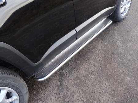 Пороги с площадкой (нерж. лист) 42,4 мм  Jeep Renegade (2014-2019)  JEEPREN4WD15-12