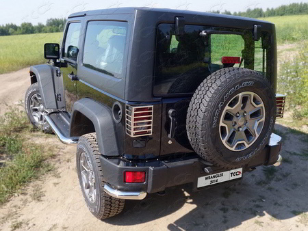 Накладки на задний бампер (шлифованные) Jeep Wrangler 5D (3,6) (2006-2018) JEEPWRAN5D(3.6)14-25