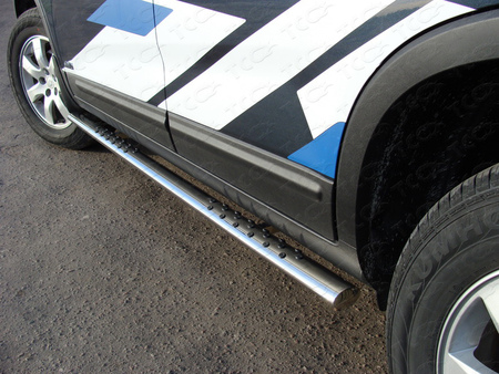 Пороги овальные с проступью 75х42 мм  Kia Sorento (2009-2012) KIASOR09-03