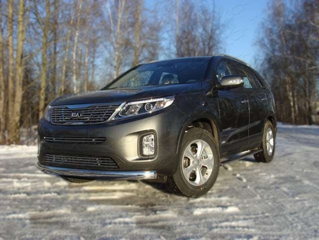 Защита передняя (овальная) 75х42 мм Kia Sorento (2012-2015)	  KIASOR12-01