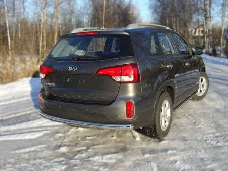 Защита заднего бампера (овальная) 75х42 мм Kia Sorento (2012-2019) KIASOR12-14