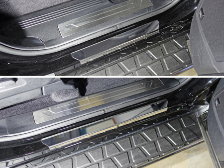 Накладки на пороги (лист зеркальный) Kia Mohave (2017-2019) KIAMOH17-04