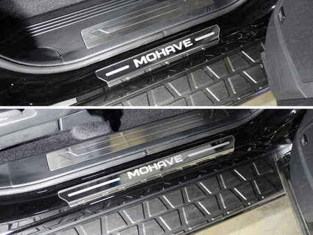 Накладки на пороги (лист зеркальный с надписью Mohave) Kia Mohave (2017-2019) KIAMOH17-06