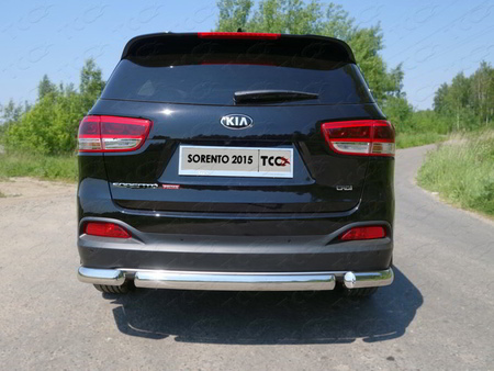 Защита заднего бампера (овальная короткая) 75х42 мм Kia Sorento Prime (2015-2019) KIASOR15-18