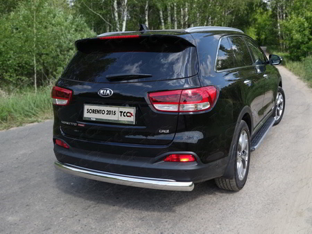 Защита заднего бампера (овальная длинная) 75х42 мм Kia Sorento Prime (2015-2019) KIASOR15-19