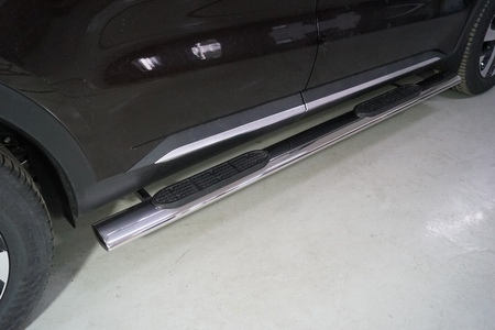 Пороги овальные с накладкой 120х60 мм Kia Sorento (2020-2025) KIASOR20-04