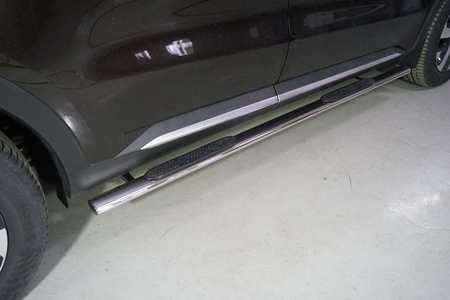 Пороги овальные с накладкой 75х42 мм Kia Sorento (2020-2025) KIASOR20-05