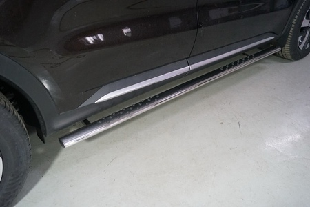 Пороги овальные с проступью 75х42 мм Kia Sorento (2020-2025) KIASOR20-06