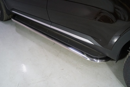 Пороги с площадкой нерж. лист 75х42 мм Kia Sorento (2020-2025) KIASOR20-13