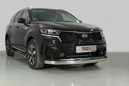 Защита переднего бампера овальная 75х42 мм Kia Sorento (2020-2024)  KIASOR20-17