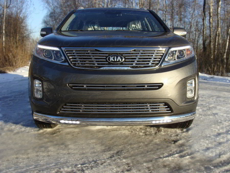 Защита передняя (овальная c ДХО) 75х42 мм Kia Sorento Prime (2012-2020)	  KIASOR12-17