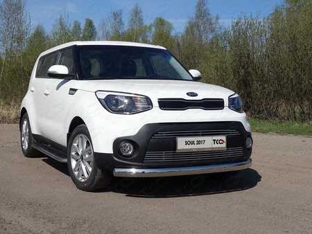 Защита передняя (овальная) 75х42 мм Kia Soul (2017-2019)	  KIASOUL17-15