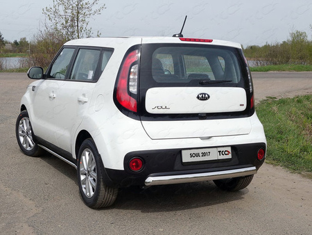 Защита заднего бампера (овальная) 75х42 мм Kia Soul (2017-2019) KIASOUL17-26
