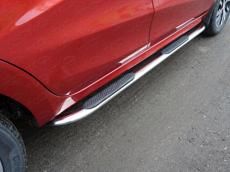 Пороги овальные гнутые с накладкой 75х42 мм Lada X-Ray (2016-2025) LADXRAY16-17