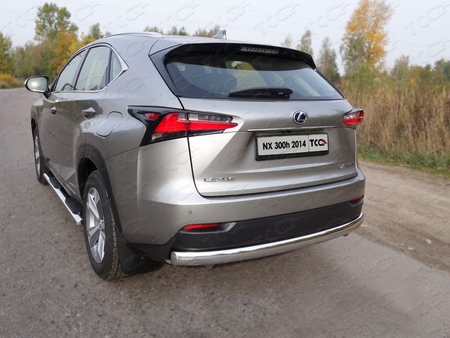 Защита заднего бампера (овальная) 75х42 мм Lexus NX 300h (2014-2017)  LEXNX300H14-15